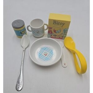 Pleasant Company AG Bitty Baby Breakfast‎ Set, O's Cereal, Bowl & Cup, pears